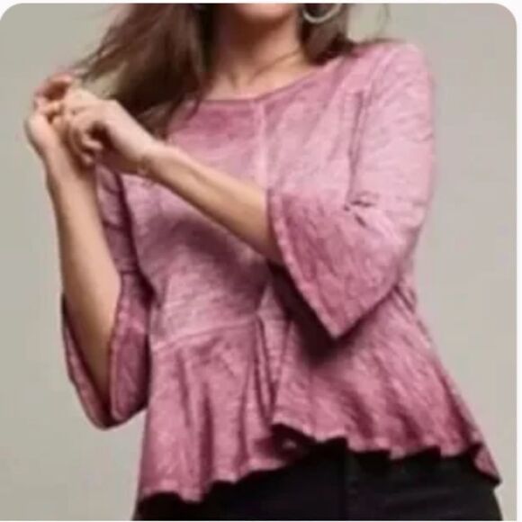 (BOGO FREE) Anthropologie Akemi + Kin Ombre Patch Seamed Peplum Top XXS - Picture 1 of 4